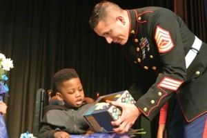 Marines give toys to HVS Students